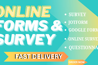 create online form using jotform or google form,  online survey, questionnaire