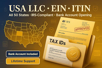 create your usa llc ein itin in any state with documents provide irs tax id