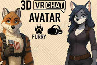 create 3d custom  vrchat avatar vrc furry avatar, nsfw character model