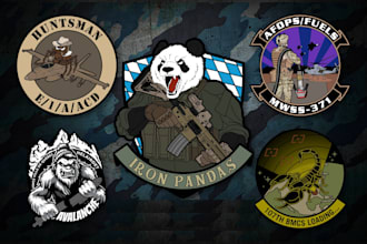 do vintage military, tactical badge,viking, gun, army, skull logo design for you
