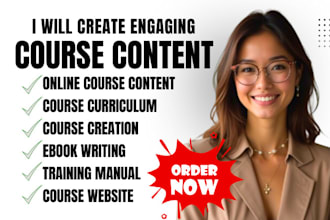 create an online course content creation, course development as course creator