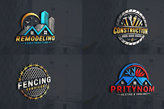 design professional logo for construction, handyman, home improvement hvac fence