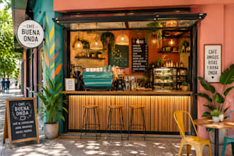 design the interior of your café, bar, or restaurant in 3d and brand concept