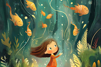 make a children story book illustration or kids picture book