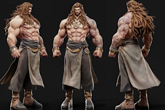 do realistic 3d game character model, 3d game art assets, low poly 3d character
