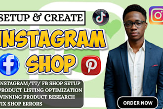 setup tiktok shop instagram facebook shop pinterest ads social media marketing