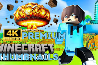 make a professional minecraft thumbnail , youtube game thumbnail, roblox, dayz