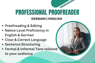 proofread and edit german and english text, document, article, book