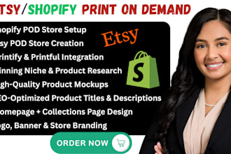 print on demand shopify pod store printify printful etsy pod store seo website