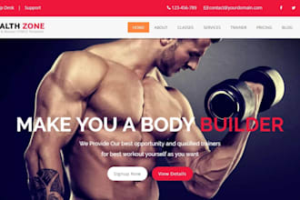 design and develop modern fitness, gym, or personal trainer website