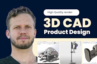 do 3d cad design, 3d cad product design, and technical drawing in solidworks