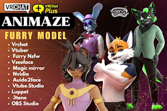 create furry vrchat vrm vtuber avatar for vseeface animaze, nsfw unity 3d model
