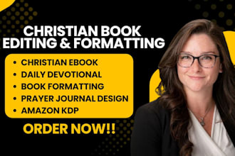 copy edit christian ebook, format daily devotional design prayer journal KDP