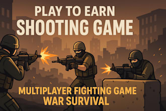 develop play to earn shooting game, multiplayer fighting game war survival game