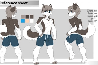 draw reference sheet character  sheet anime vtuber furry  art commission  comic
