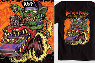 create custom monster rat fink kustom kulture, truck car rat fink cartoon style