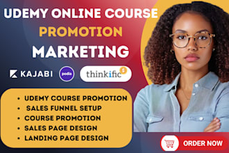 do udemy online course promotion, kajabi course marketing thinkfic sales funnel