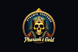 do awesome skull pharaoh head mascot logo design