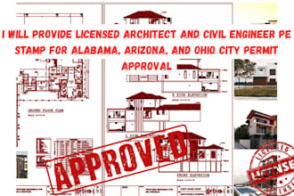 do licensed architect pe stamp for alabama, arizona, and ohio for city permit