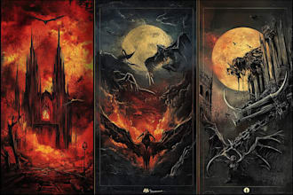 draw dark art, doom, stoner rock style for tshirt