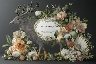 draw an animal and botanical illustration