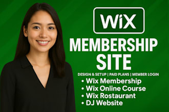 design wix online course website, wix membership site, dj website, wix booking