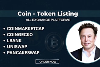 crypto coin or token listing on coinmarketcap, coingecko, lbank uniswap and more