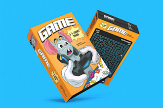 design a professional card game box, board game box, card box mockup for print