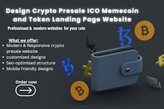 design crypto presale ico memecoin and token landing page website
