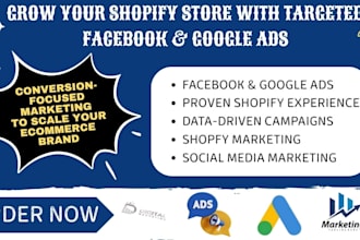 be your shopify social media marketing manager for google ads and facebook ads
