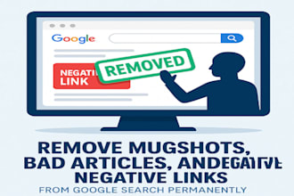 remove mugshot, bad articles, and negative links from google search permanently