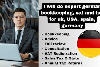 do expert german bookkeeping, vat and tax for uk, USA, spain, germany