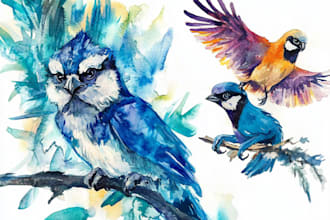 do watercolor painting of animals, botanicals, objects