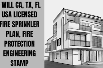 ca, tx, fl usa licensed fire sprinkler plan, fire protection engineering stamp