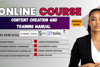 do online course content creation, training manual, and curriculum lesson plan