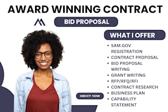 write rfp, rfq, bid proposal, contract research, government contract proposal