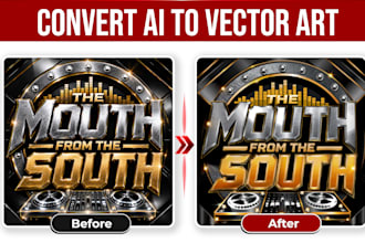 fix ai image flaws, redraw ai artwork and convert to vector