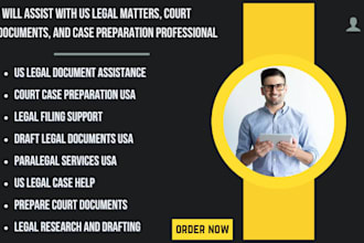assist with US legal matters, court documents, and case preparation professional