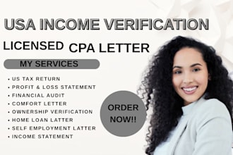 prepare US financial statements and CPA letters for income verification