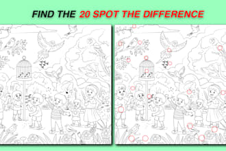 draw hidden object and spot the difference picture for amazon KDP