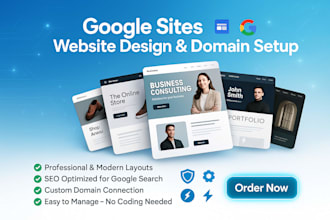 set up design a professional google sites website with domain connection
