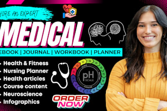 write neuroscience, healthcare, medical ebook, nursing planner, infographics