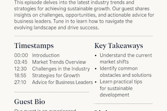 write SEO optimized podcast show notes for you
