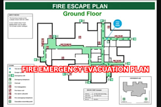 draw and design fire emergency evacuation plan, fire safety plan, maps, diagram