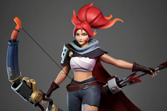 create a stylized 3d character for games with rigging and pbr textures