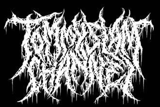 draw black brutal horror heavy, core death metal logo design for t shirt or band