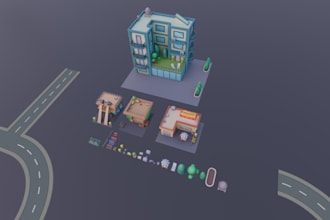 do 3d low poly model in casual style