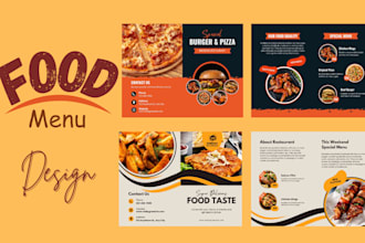 design modern restaurant menu and food menu, digital menu board, flyer, logo