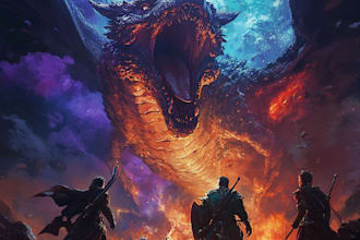 make a horor sci fi dnd art, fantasy character, creature, and dnd party