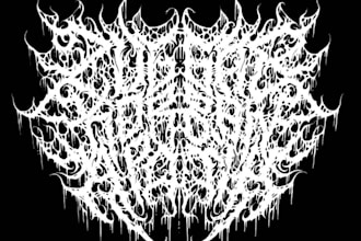 custom death metal, metalcore, deathcore logo with texture and chrome effect